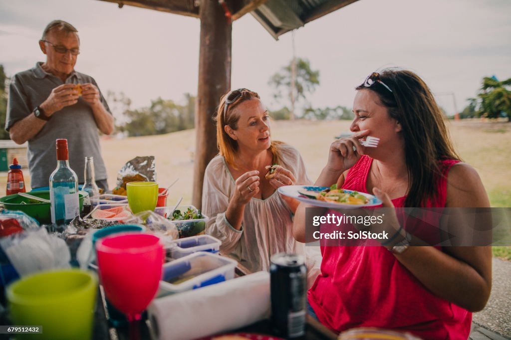 Sisters Enjoying a BBQ in the Park