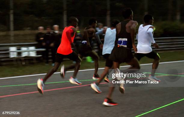 Eliud Kipchoge runs during the Nike Breaking2: Sub-Two Marathon Attempt at Autodromo di Monza on May 6, 2017 in Monza, Italy.