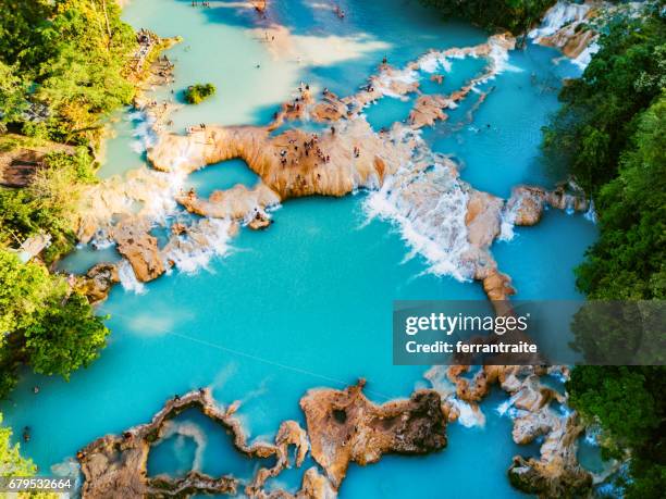 agua azul waterfalls in chiapas mexico - agua azul stock pictures, royalty-free photos & images