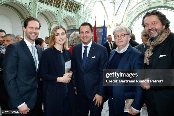 Architect Gauthier Destenay, Actress Julie Gayet, Prime Minister of Luxembourg Xavier Bettel, Dominique Besnehard and artist Alberto Bertti attend...