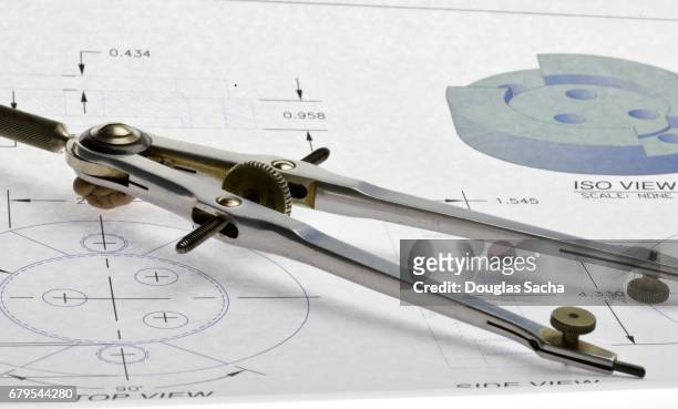 mechanical draftsman's circle compass - cartographer stockfoto's en -beelden