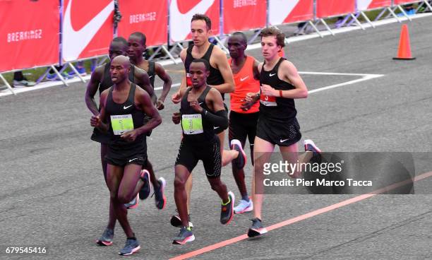Eliud Kipchoge runs during the Nike Breaking2: Sub-Two Marathon Attempt at Autodromo di Monza on May 6, 2017 in Monza, Italy.