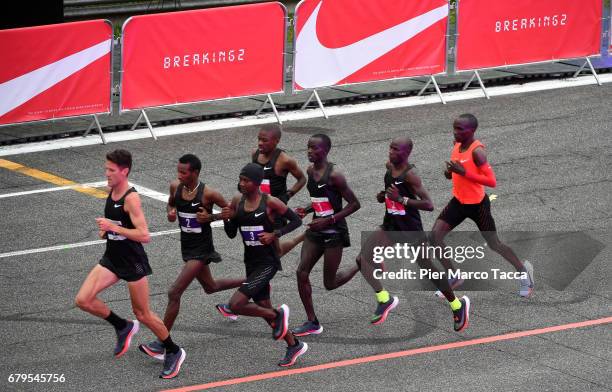 Eliud Kipchoge runs during the Nike Breaking2: Sub-Two Marathon Attempt at Autodromo di Monza on May 6, 2017 in Monza, Italy.