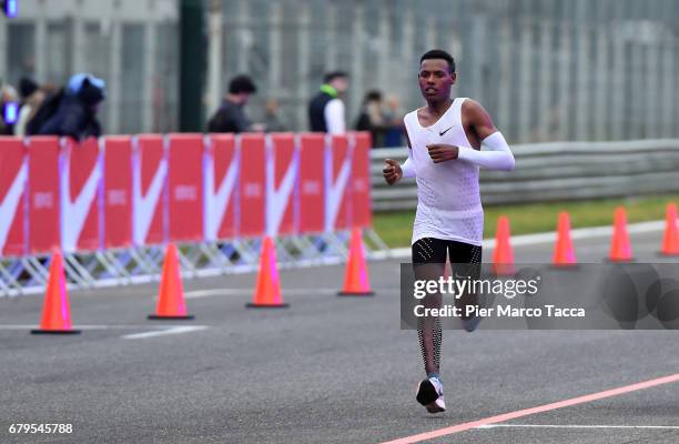 Lelisa Desisa runs during the Nike Breaking2: Sub-Two Marathon Attempt at Autodromo di Monza on May 6, 2017 in Monza, Italy.