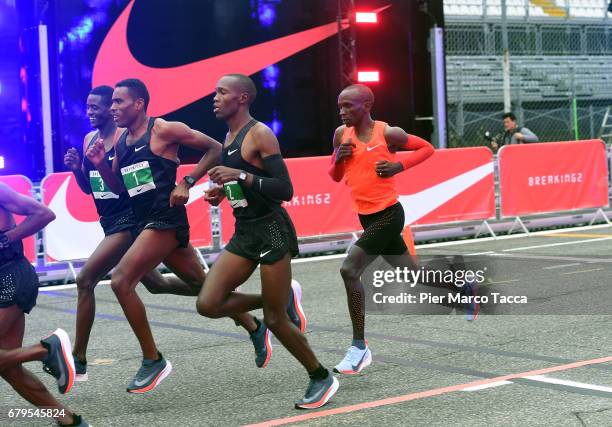 Eliud Kipchoge runs during the Nike Breaking2: Sub-Two Marathon Attempt at Autodromo di Monza on May 6, 2017 in Monza, Italy.