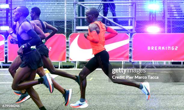 Eliud Kipchoge runs during the Nike Breaking2: Sub-Two Marathon Attempt at Autodromo di Monza on May 6, 2017 in Monza, Italy.