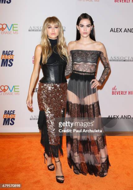 Models Delilah Belle Hamlin and Amelia Gray Hamlin attend the 24th annual Race To Erase MS Gala at The Beverly Hilton Hotel on May 5, 2017 in Beverly...