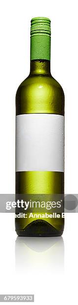 white wine bottle with blank labels on white - annabelle(2014) ストックフォトと画像