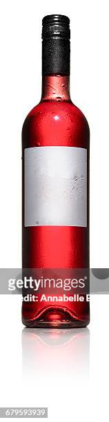 bottle of rosé with blank labels on white - annabelle(2014) ストックフォトと画像