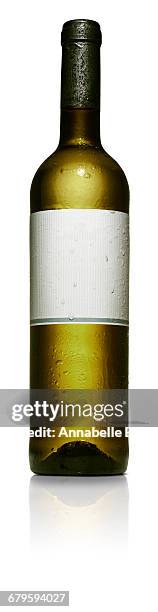 white wine bottle with blank labels on white - annabelle(2014) ストックフォトと画像