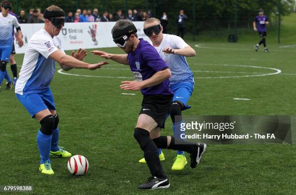 Action from the Blind final between Merseyside Blind FC and RNC Shrews during The FA Disability Cup Final at St Georges Park on May 6, 2017 in...