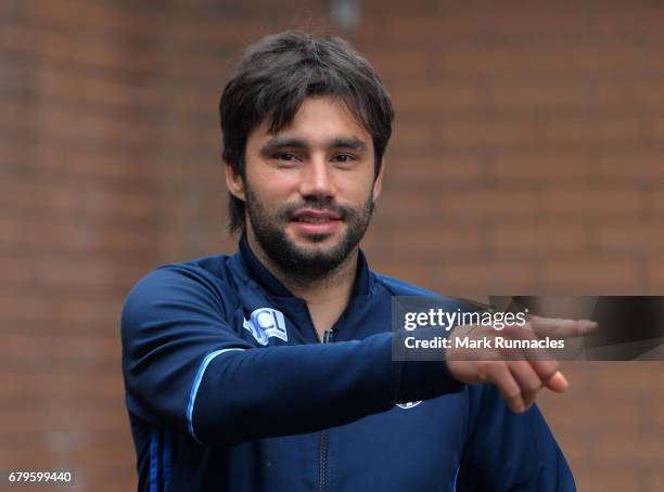 Claudio Yacob of West Bromwich Albion arrives at Turf Moor the Premier League match between Burnley and West Bromwich Albion at Turf Moor on May 6,...