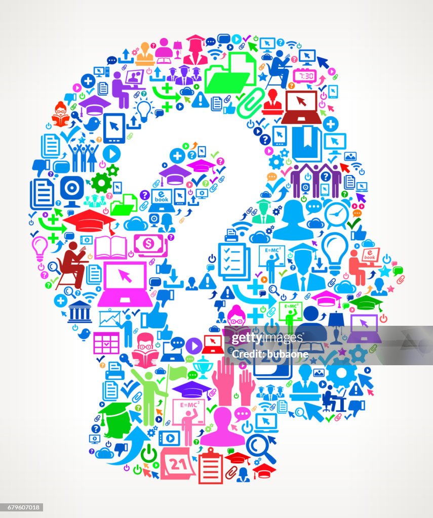 Question Face Modern Education and College Degree Icon Pattern