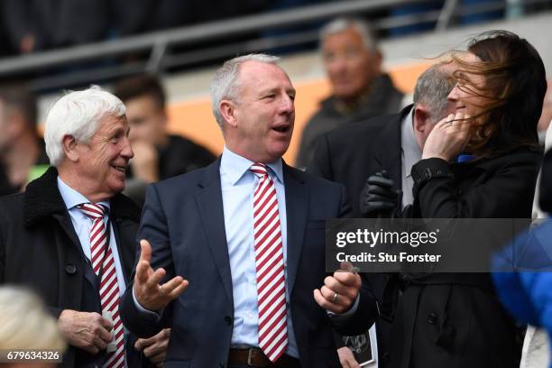 Jimmy Montgomery, ex Sunderland goalkeeper and Kevin Ball, Sunderland professional development coach are seen in the stands during the Premier League...