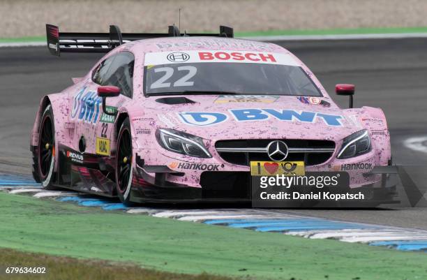 Lucas Auer of Mercedes-AMG Motorsport BWT in action during race 1 of the DTM German Touring Car Hockenheim at Hockenheimring on May 6, 2017 in...
