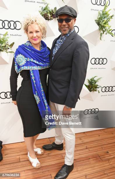 Fiona Hawthorne and Colin Salmon attend the Audi Polo Challenge at Coworth Park on May 6, 2017 in Ascot, United Kingdom.