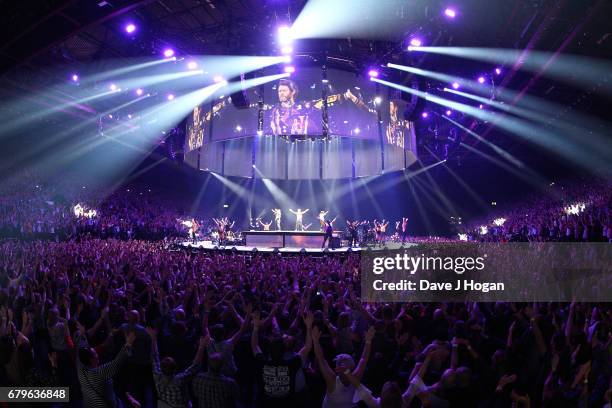 General view of Take That on the opening night of Wonderland Live 2017 at Genting Arena on May 5, 2017 in Birmingham, United Kingdom.