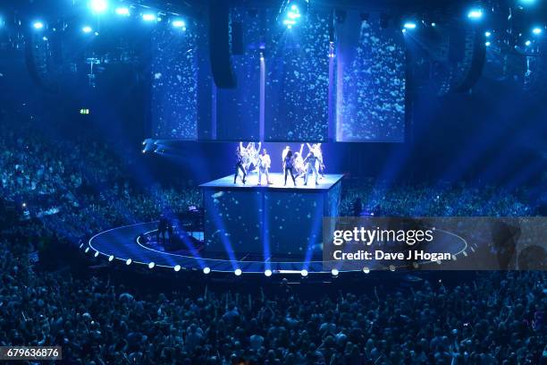 General view of Take That on the opening night of Wonderland Live 2017 at Genting Arena on May 5, 2017 in Birmingham, United Kingdom.