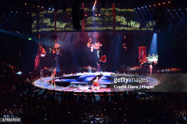 General view of Take That on the opening night of Wonderland Live 2017 at Genting Arena on May 5, 2017 in Birmingham, United Kingdom.