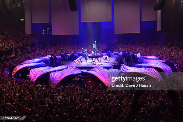 General view of Take That on the opening night of Wonderland Live 2017 at Genting Arena on May 5, 2017 in Birmingham, United Kingdom.