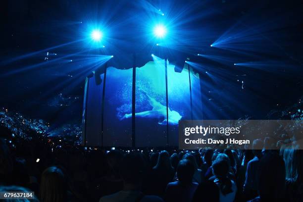 General view of Take That on the opening night of Wonderland Live 2017 at Genting Arena on May 5, 2017 in Birmingham, United Kingdom.