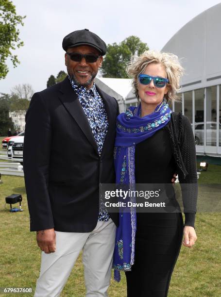 Colin Salmon and Fiona Hawthorne attend the Audi Polo Challenge at Coworth Park on May 6, 2017 in Ascot, United Kingdom.