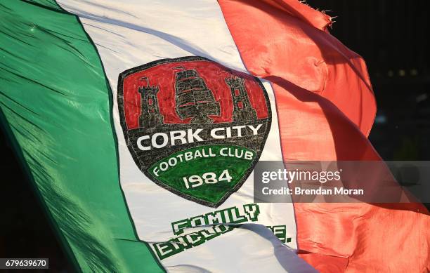 Cork , Ireland - 5 May 2017; A Cork City flag is flown in the ground prior to the SSE Airtricity League Premier Division game between Cork City and...