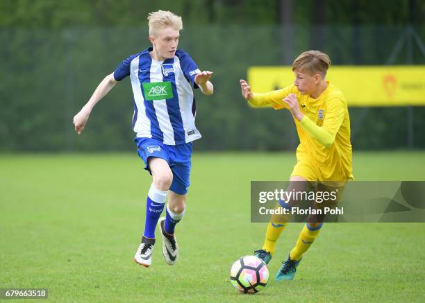 Tony Roelke of Hertha BSC U14 during the Nike Premier Cup 2017 on May 6, 2017 in Berlin, Germany.