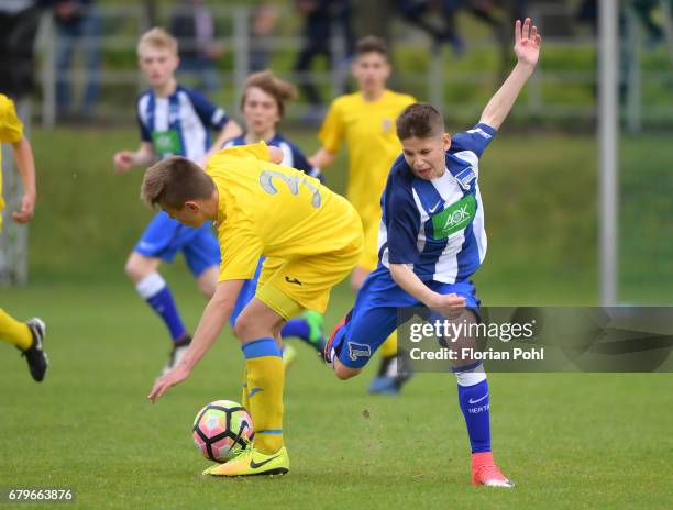 Player of Hertha BSC U14 during the Nike Premier Cup 2017 game on May 6, 2017 in Berlin, Germany.