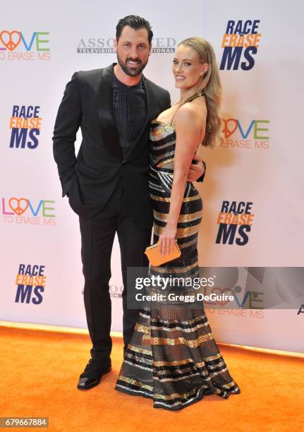 Maksim Chmerkovskiy and Peta Murgatroyd arrive at the 24th Annual Race To Erase MS Gala at The Beverly Hilton Hotel on May 5, 2017 in Beverly Hills,...