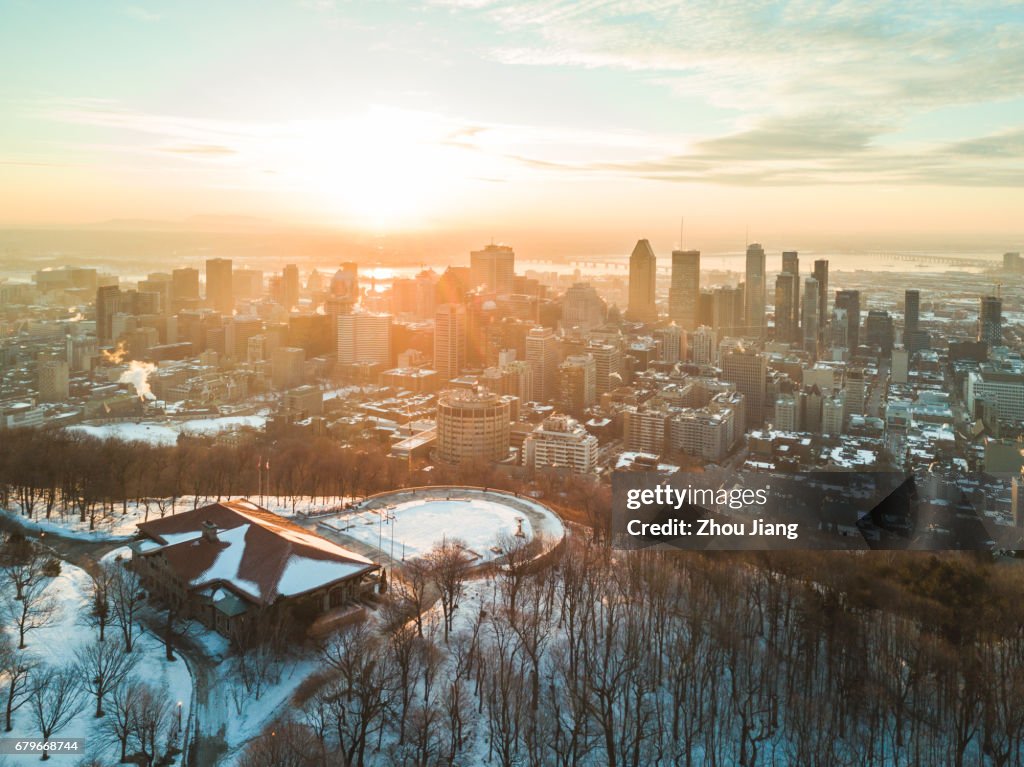 Montreal aerial view at dawn