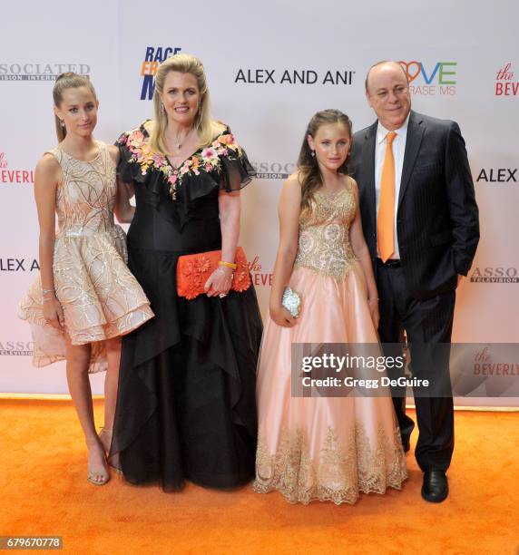 Nancy Davis, Mariella Davis, Isabella Davis and Ken Rickel arrive at the 24th Annual Race To Erase MS Gala at The Beverly Hilton Hotel on May 5, 2017...