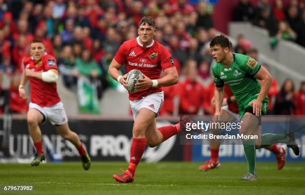 Munster , Ireland - 6 May 2017; Dan Goggin of Munster breaks through the Connacht defence on the way to setting up his side's first try during the...