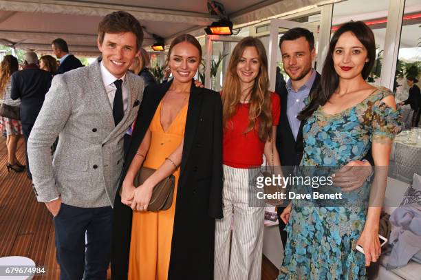 Eddie Redmayne, Laura Haddock, Hannah Bagshawe, Rupert Evans and Olivia Bennett attend the Audi Polo Challenge at Coworth Park on May 6, 2017 in...