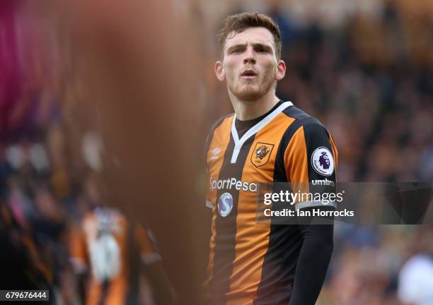 Andy Robertson of Hull City during the Premier League match between Hull City and Sunderland at KCOM Stadium on May 6, 2017 in Hull, England.