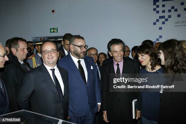 French President Francois Hollande, Morocco's King Mohammed VI and President of Institut du Monde Arabe Jack Lang visit 'Tresor de l'Islam en...