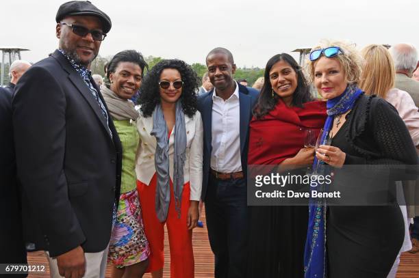 Colin Salmon, Diane Henry Lepart, Kanya King, Adrian Lester, Lolita Chakrabarti and Fiona Hawthorne attend the Audi Polo Challenge at Coworth Park on...
