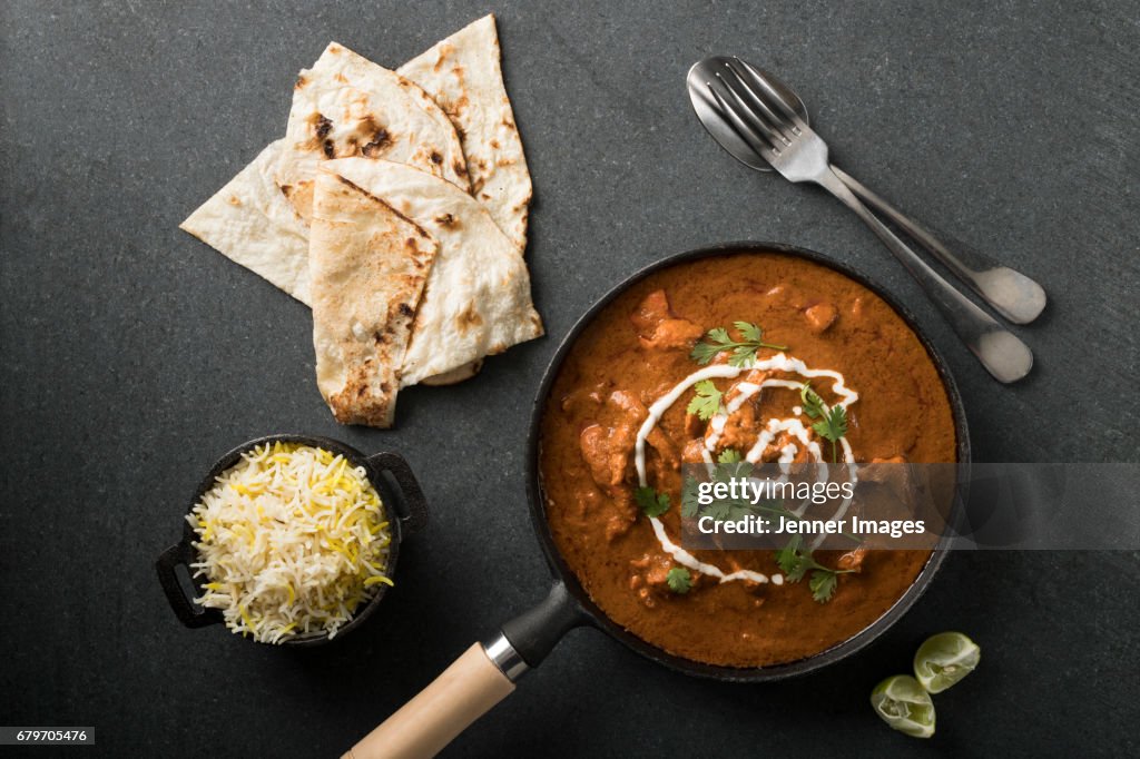 High Angle View Of Butter Chicken Curry.