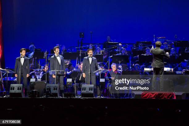 Italian Band Il Volo performs in a sold out concert in Turin, Italy, on May 5, 2017.