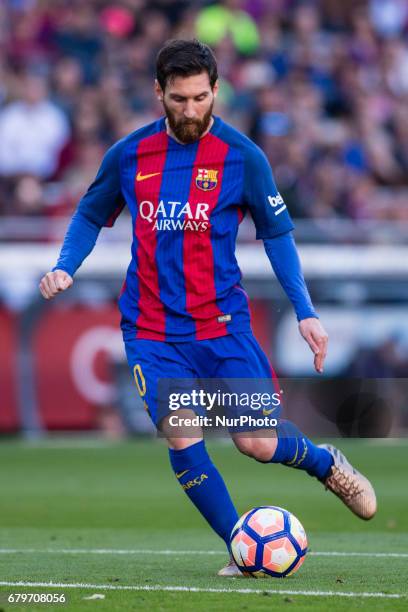 Leo Messi of FC Barcelona during the Spanish championship Liga football match between FC Barcelona vs Villareal at Camp Nou stadium on May 6, 2017 in...