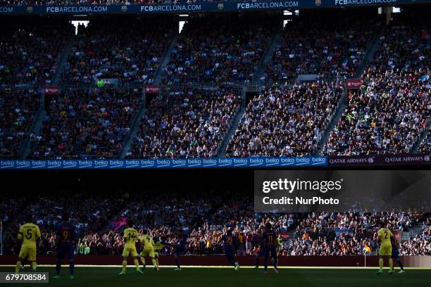 General view during the Spanish championship Liga football match between FC Barcelona vs Villareal at Camp Nou stadium on May 6, 2017 in Barcelona,...