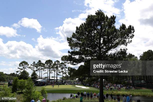General view of the fifth green during round three of the Wells Fargo Championship at Eagle Point Golf Club on May 6, 2017 in Wilmington, North...
