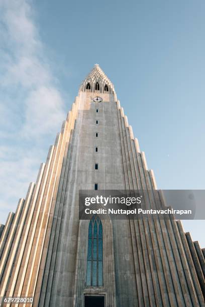 hallgrimskirkja cathedral, a lutheran parish church, reykjavik, iceland - hallgrimskirkja bildbanksfoton och bilder