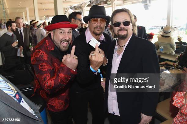 Joey Fatone, Kid Rock, and Travis Tritt attend the 143rd Kentucky Derby at Churchill Downs on May 6, 2017 in Louisville, Kentucky.