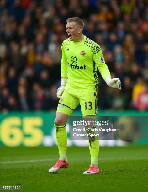 Sunderland's Jordan Pickford during the Premier League match between Hull City and Sunderland at KCOM Stadium on May 6, 2017 in Hull, England.