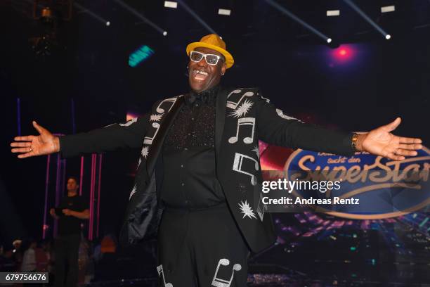 Competition winner 'Superstar 2017' Alphonso Williams poses during the finals of the tv competition 'Deutschland sucht den Superstar' at Coloneum on...