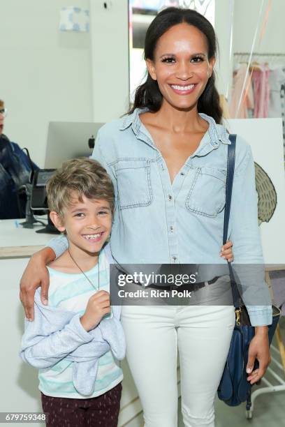Actress Amanda Luttrell Garrigus and her daughter attend and event where actress Ali Larter Hosts Stop, Breathe & Think Kids App Launch at Rabbit...