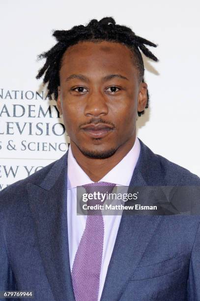 Football player Brandon Marshall attends the 60th Anniversary New York Emmy Awards Gala at Marriott Marquis Times Square on May 6, 2017 in New York...
