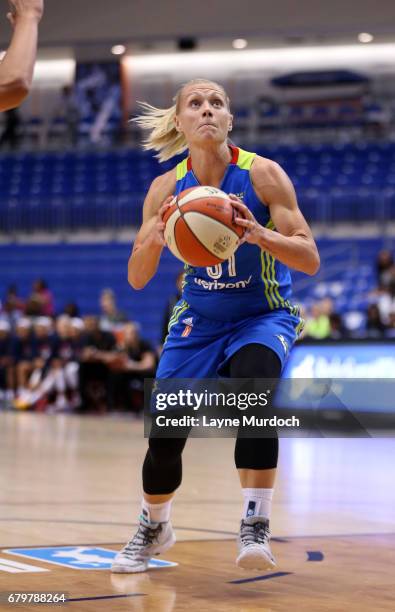 Erin Phillips of the Dallas Wings drives to the basket during the game against the Indiana Fever in a WNBA game on May 6, 2017 at College Park Center...