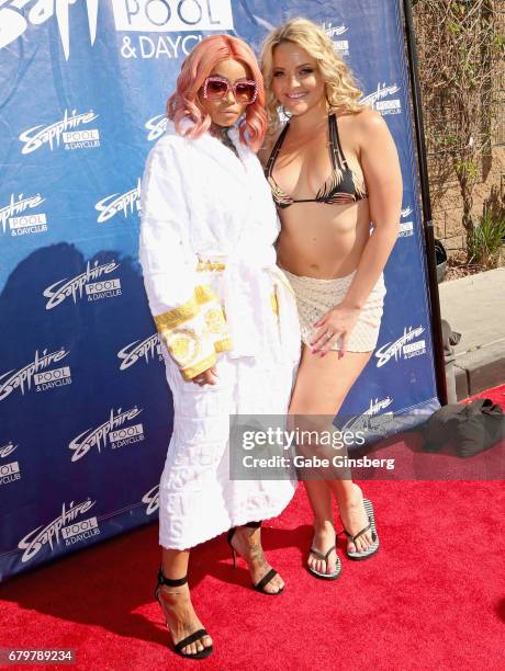 Model Blac Chyna and adult film actress Alexis Texas attend a pool party hosted by Blac Chyna at Sapphire Pool & Day Club on May 6, 2017 in Las...